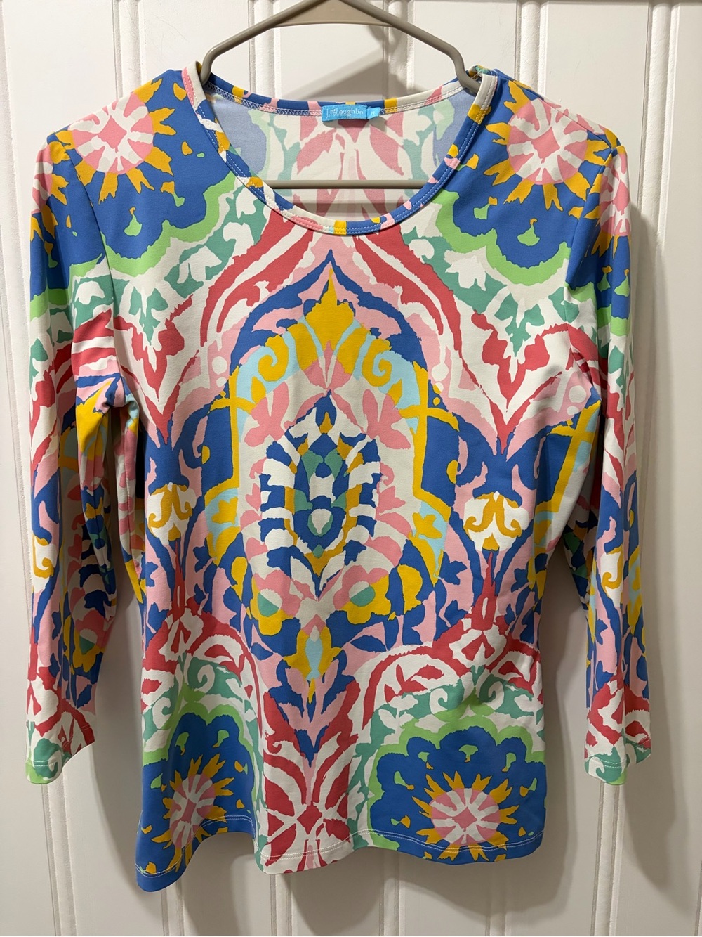 J.McLaughlin Catalina Cloth Top Medallion Damask Print Tee Long Sleeve Medium